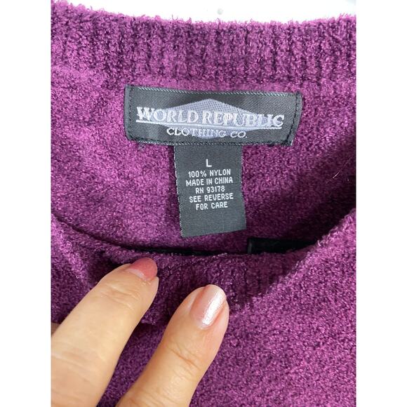 World Republic Clothing Co Plum Crew Neck Long Sleeve Sweater SM / MED - Picture 4 of 9